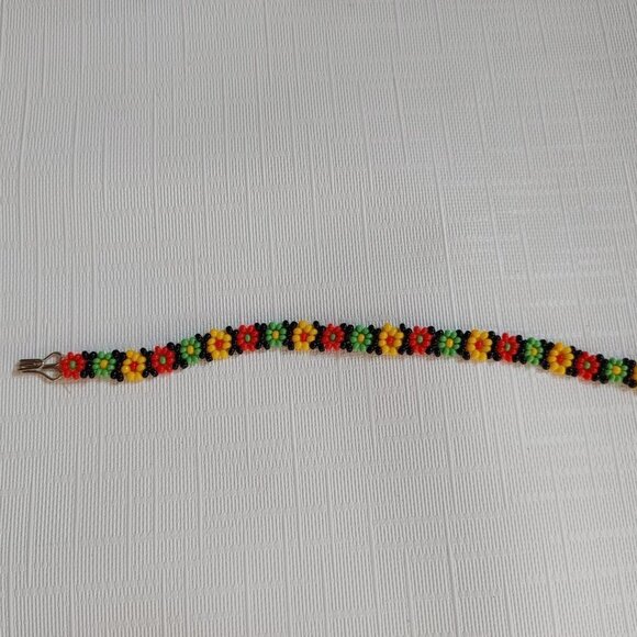 Vintage Daisy Chain Beaded Bracelet Small Wrist - Picture 2 of 4